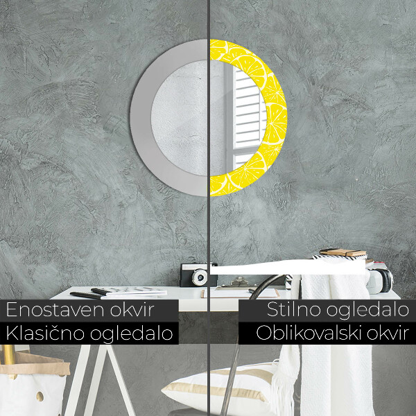 Round decorative mirror Lemon pattern