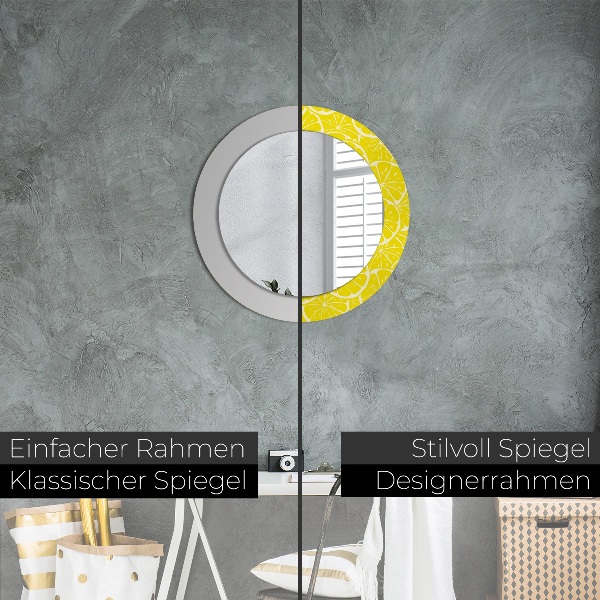 Round decorative mirror Lemon pattern