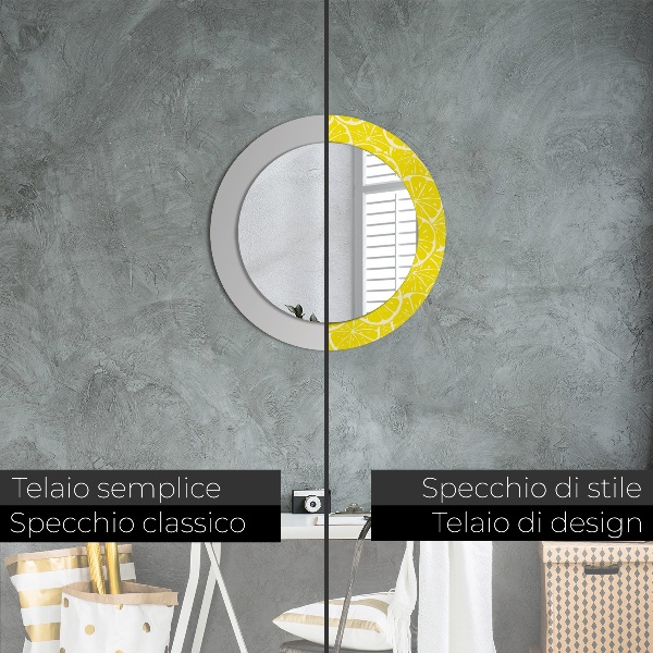 Round decorative mirror Lemon pattern