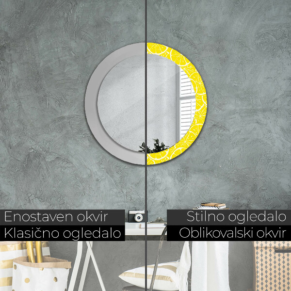 Round decorative mirror Lemon pattern