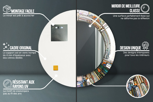 Round decorative mirror Abstract stained glass window