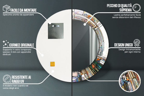 Round decorative mirror Abstract stained glass window