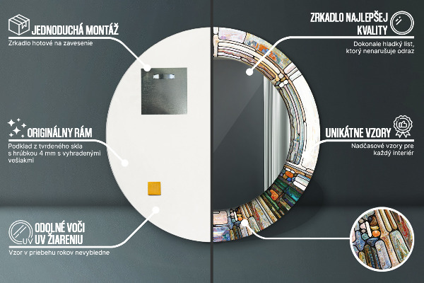 Round decorative mirror Abstract stained glass window