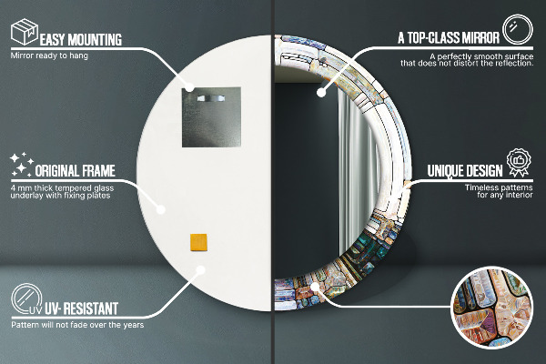 Round decorative mirror Abstract stained glass window