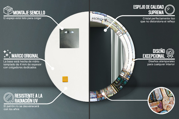 Round decorative mirror Abstract stained glass window