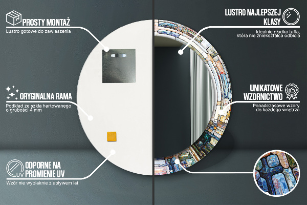 Round decorative mirror Abstract stained glass window