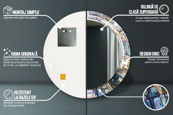 Round decorative mirror Abstract stained glass window