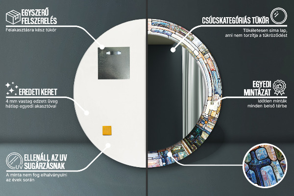 Round decorative mirror Abstract stained glass window