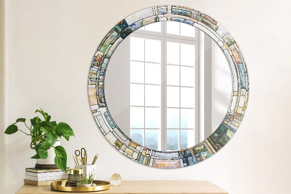 Round decorative mirror Abstract stained glass window
