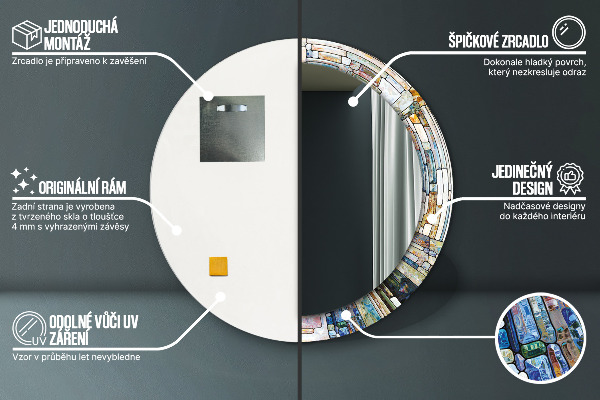 Round decorative mirror Abstract stained glass window