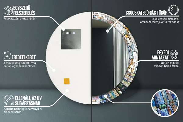 Round decorative mirror Abstract stained glass window