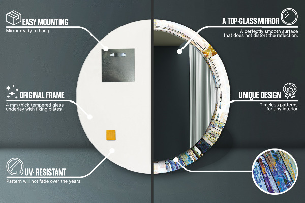 Round decorative mirror Abstract stained glass window