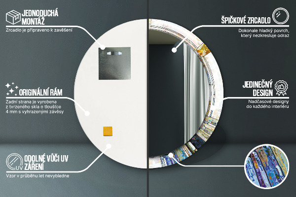 Round decorative mirror Abstract stained glass window