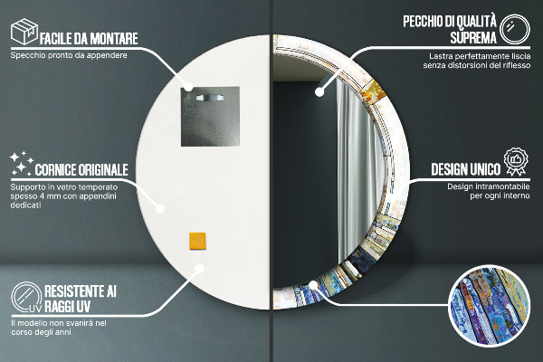 Round decorative mirror Abstract stained glass window