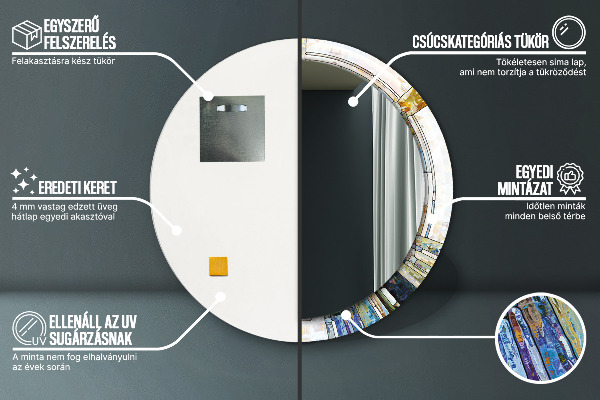 Round decorative mirror Abstract stained glass window
