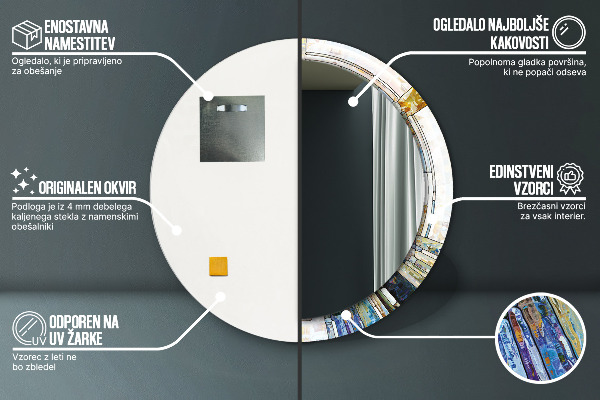 Round decorative mirror Abstract stained glass window