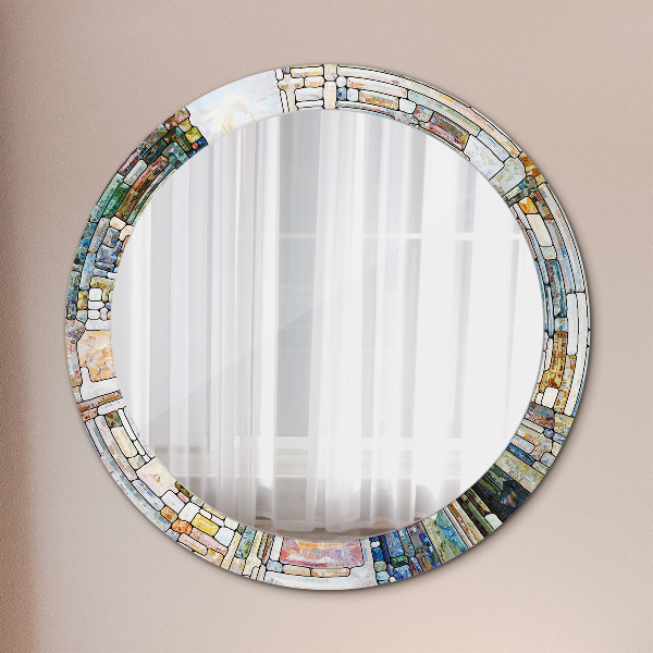 Round decorative mirror Abstract stained glass window