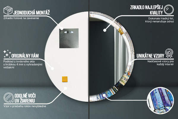 Round decorative mirror Abstract stained glass window