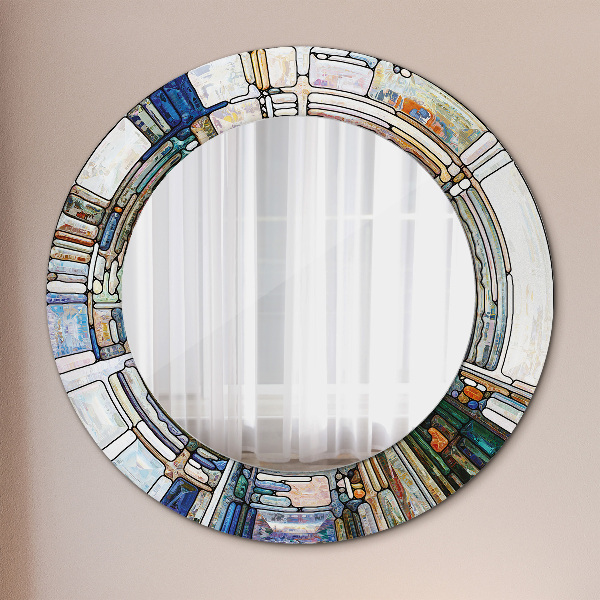 Round decorative mirror Abstract stained glass window