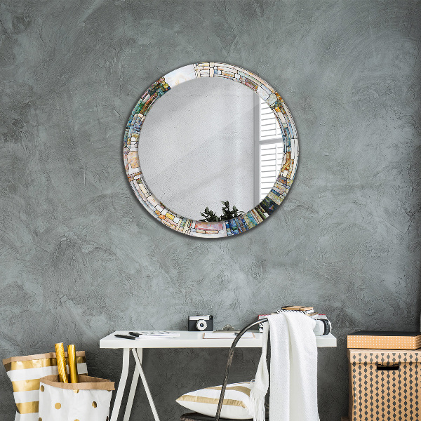 Round decorative mirror Abstract stained glass window