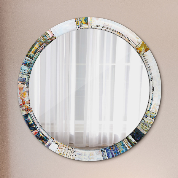 Round decorative mirror Abstract stained glass window