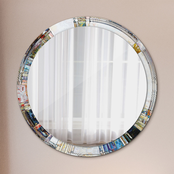Round decorative mirror Abstract stained glass window
