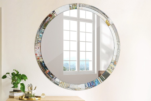 Round decorative mirror Abstract stained glass window