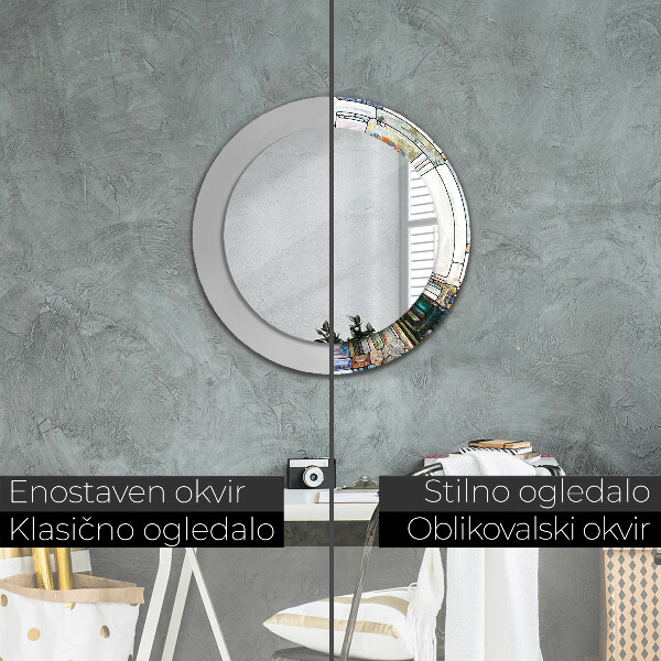 Round decorative mirror Abstract stained glass window