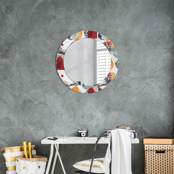 Round decorative mirror Abstraction with birds