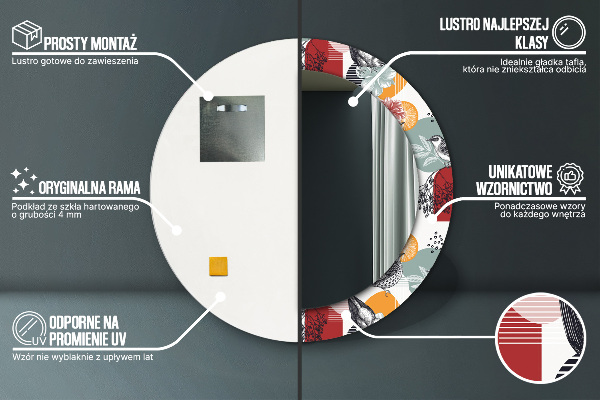 Round decorative mirror Abstraction with birds