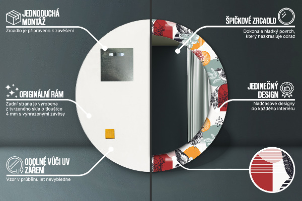 Round decorative mirror Abstraction with birds