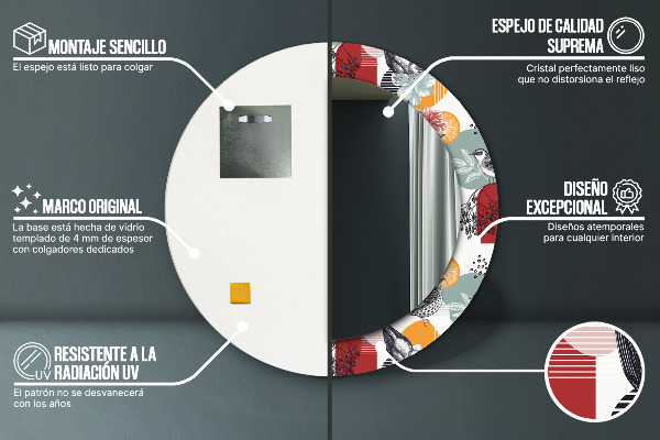 Round decorative mirror Abstraction with birds