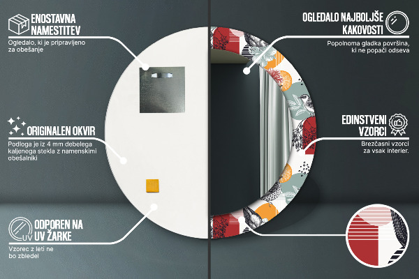 Round decorative mirror Abstraction with birds