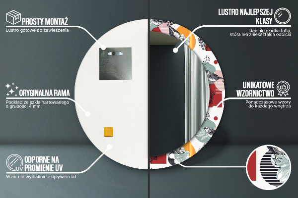 Round decorative mirror Abstraction with birds