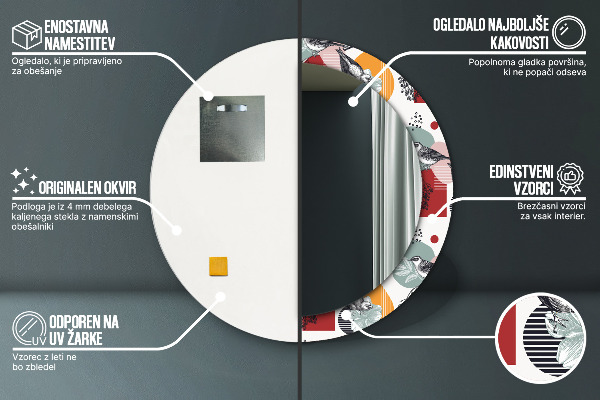 Round decorative mirror Abstraction with birds