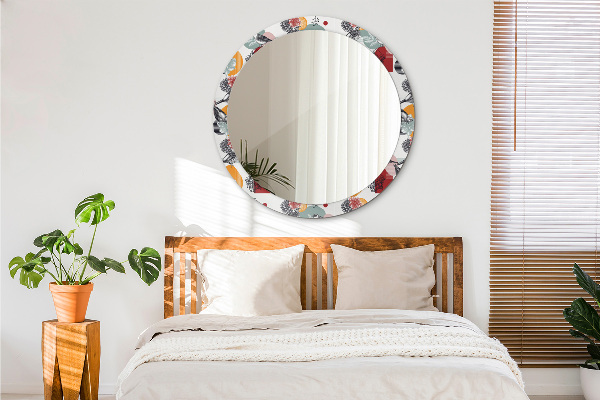 Round decorative mirror Abstraction with birds