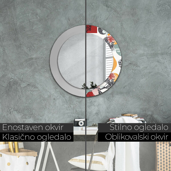 Round decorative mirror Abstraction with birds