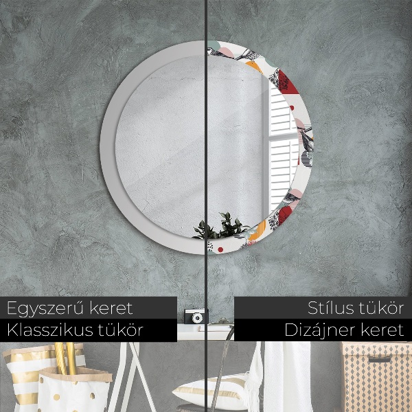 Round decorative mirror Abstraction with birds