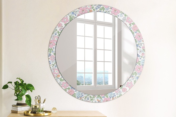 Round decorative mirror Delicate flowers