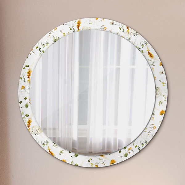 Round printed mirror Field flowers