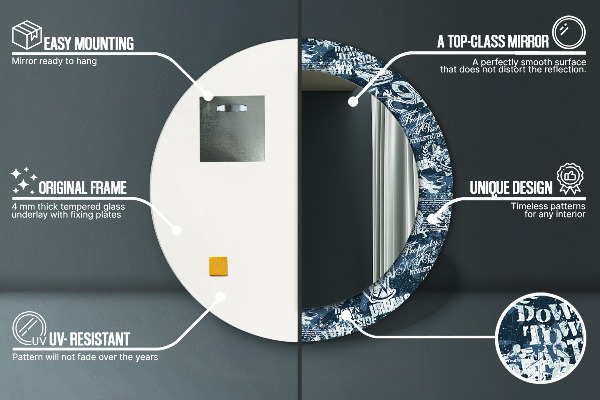 Round mirror frame with print Collage