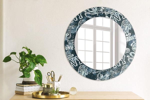 Round mirror frame with print Collage