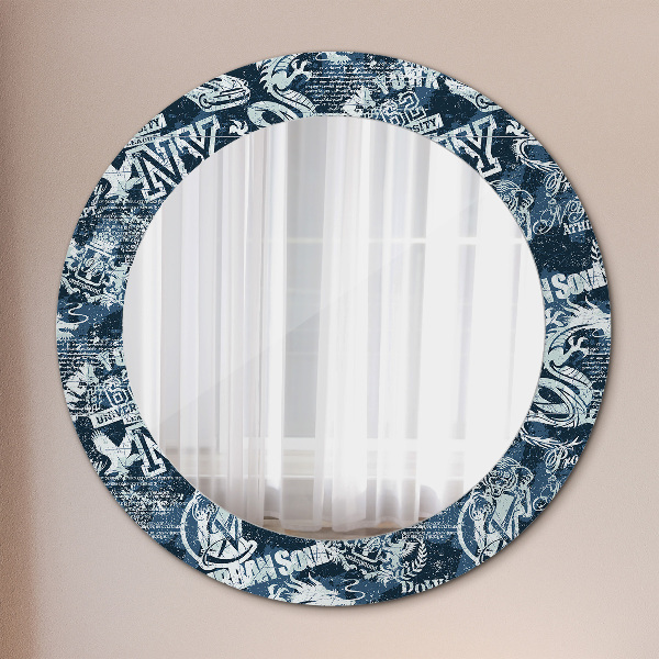 Round mirror frame with print Collage