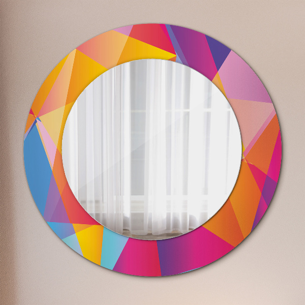 Round mirror frame with print Geometric composition