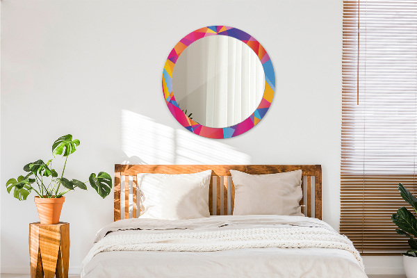 Round mirror frame with print Geometric composition