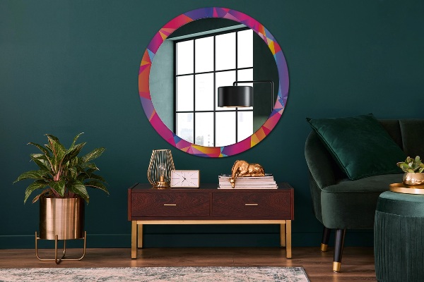 Round mirror frame with print Geometric composition