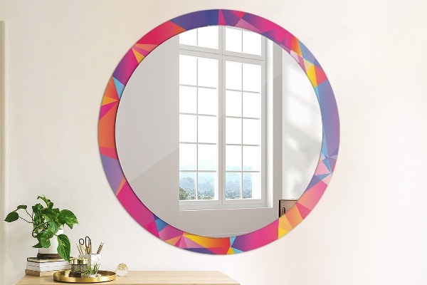 Round mirror frame with print Geometric composition
