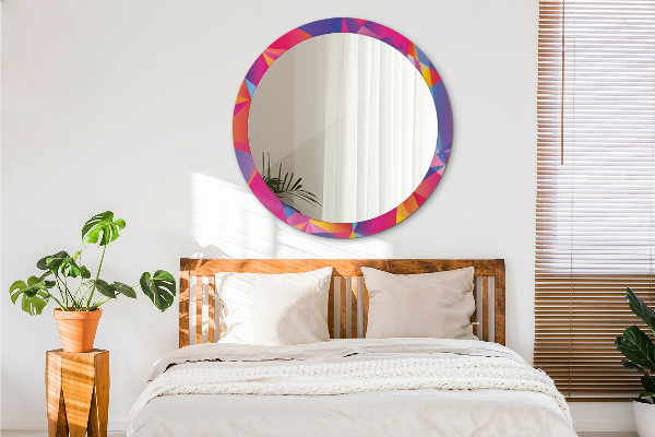 Round mirror frame with print Geometric composition