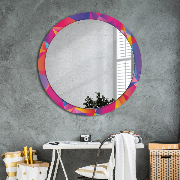 Round mirror frame with print Geometric composition