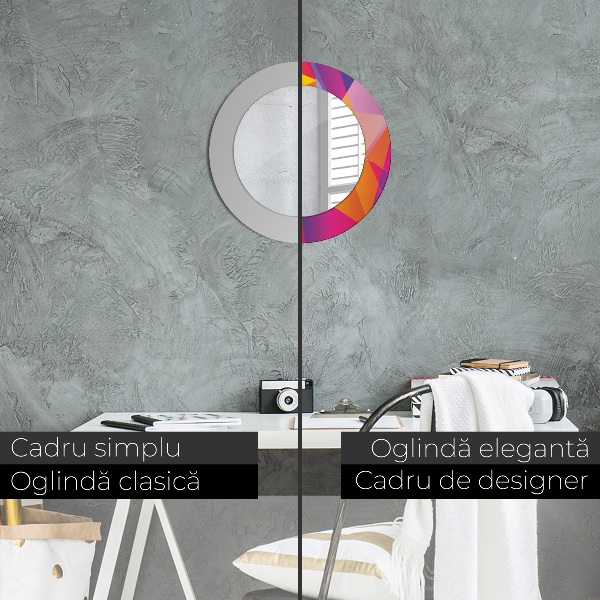 Round mirror frame with print Geometric composition